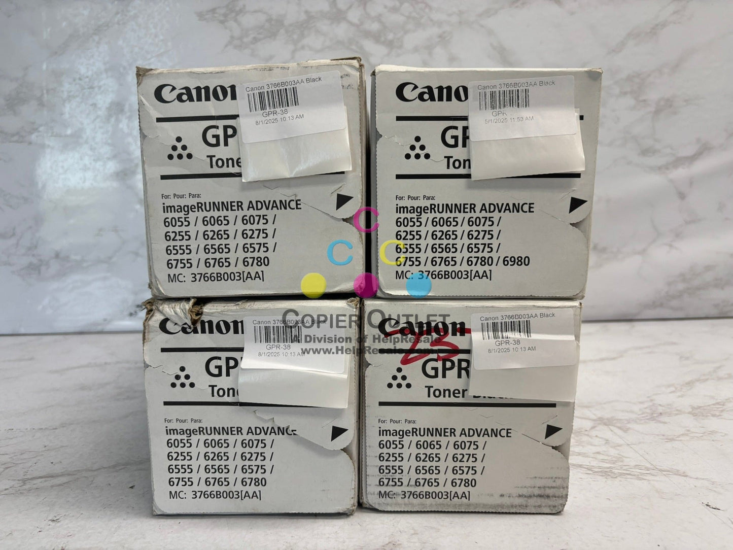 4 Genuine Canon IRA 6055,6065,6275,6555i Black Toners GPR-38, GPR38 (3766B003)