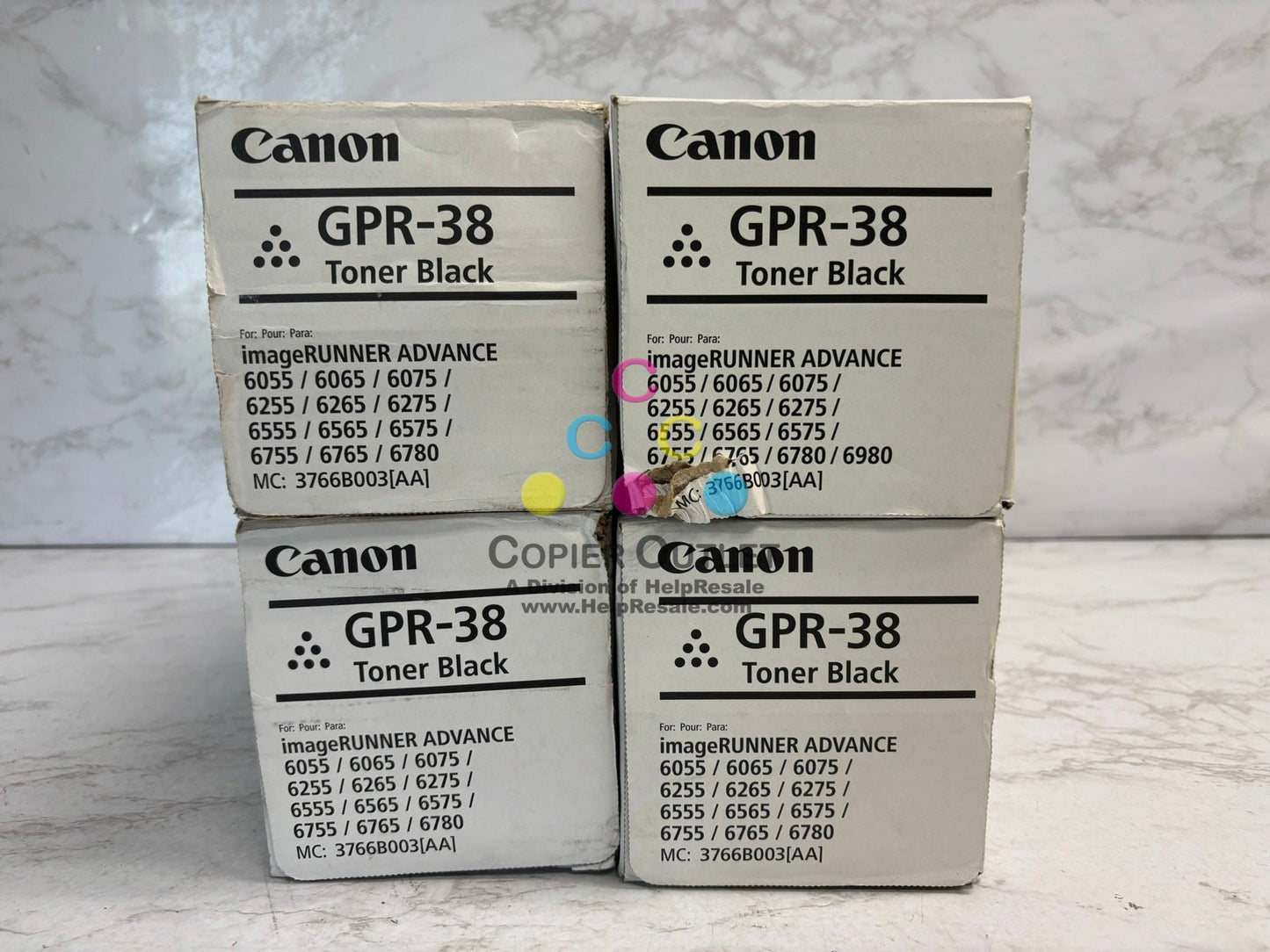 4 Genuine Canon IRA 6055,6065,6275,6555i Black Toners GPR-38, GPR38 (3766B003)