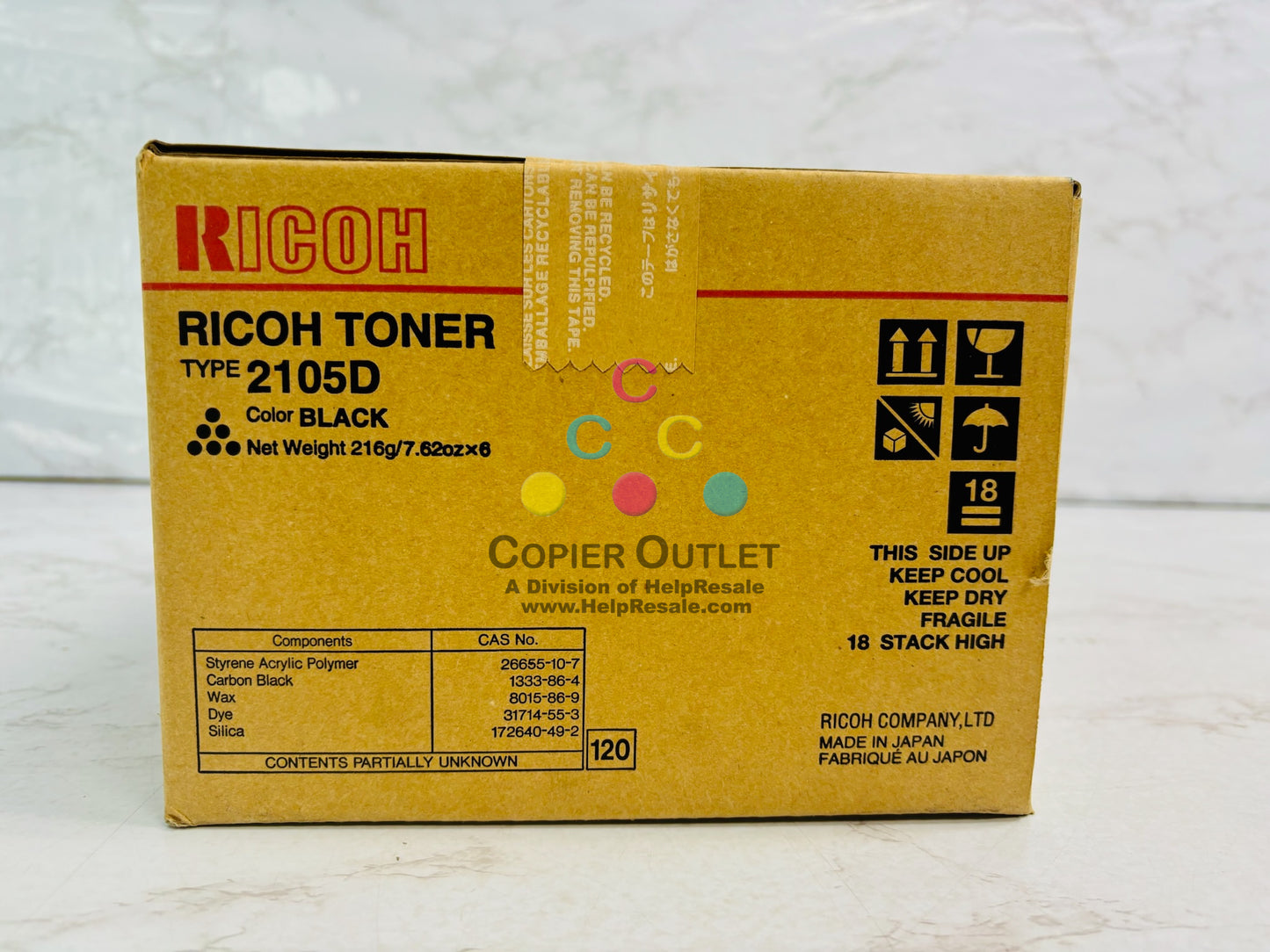 Genuine Ricoh AFICIO 250 Black Toner Type 2105D, 889613 (6 Bottles)
