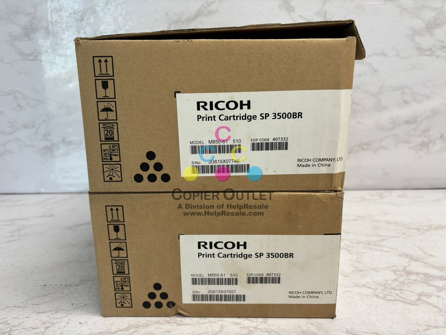 2 New Open Genuine Ricoh SP 3500BR Black Toners 407332, M850-61 Same Day Ship