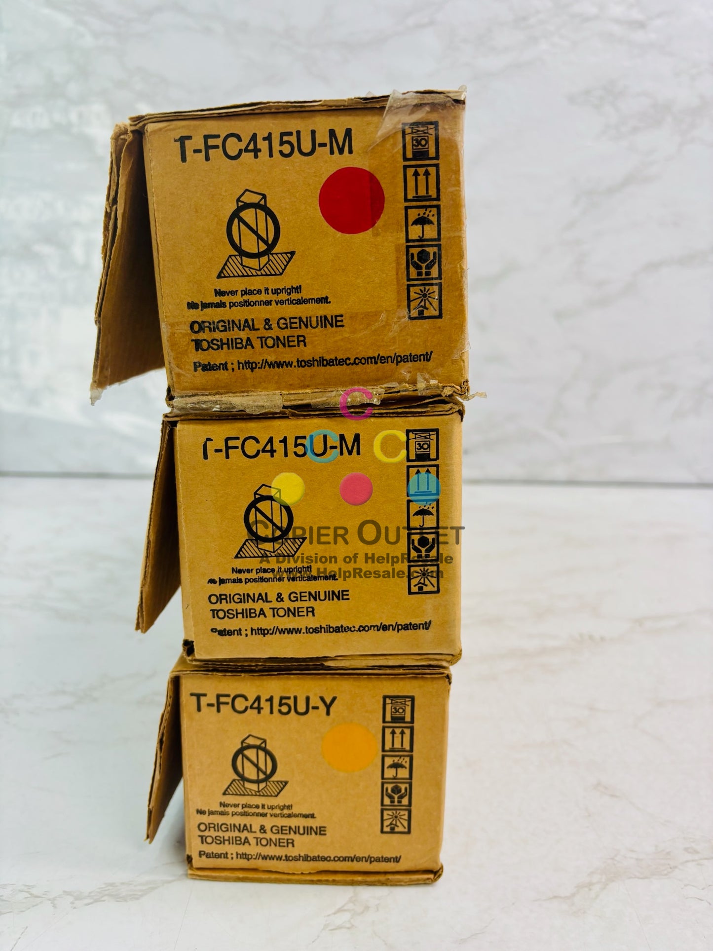 3 Open Genuine Toshiba E STUDIO 2515AC, 3015AC Magenta & Yellow Toner T-FC415