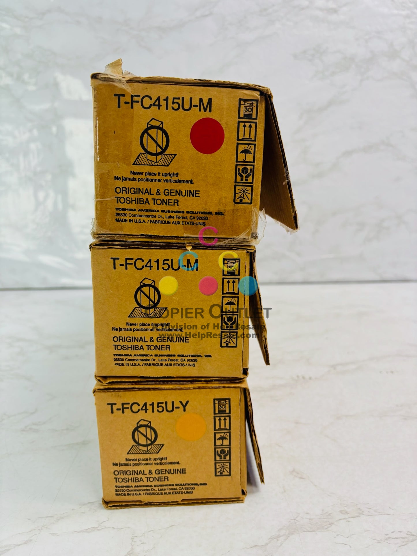 3 Open Genuine Toshiba E STUDIO 2515AC, 3015AC Magenta & Yellow Toner T-FC415