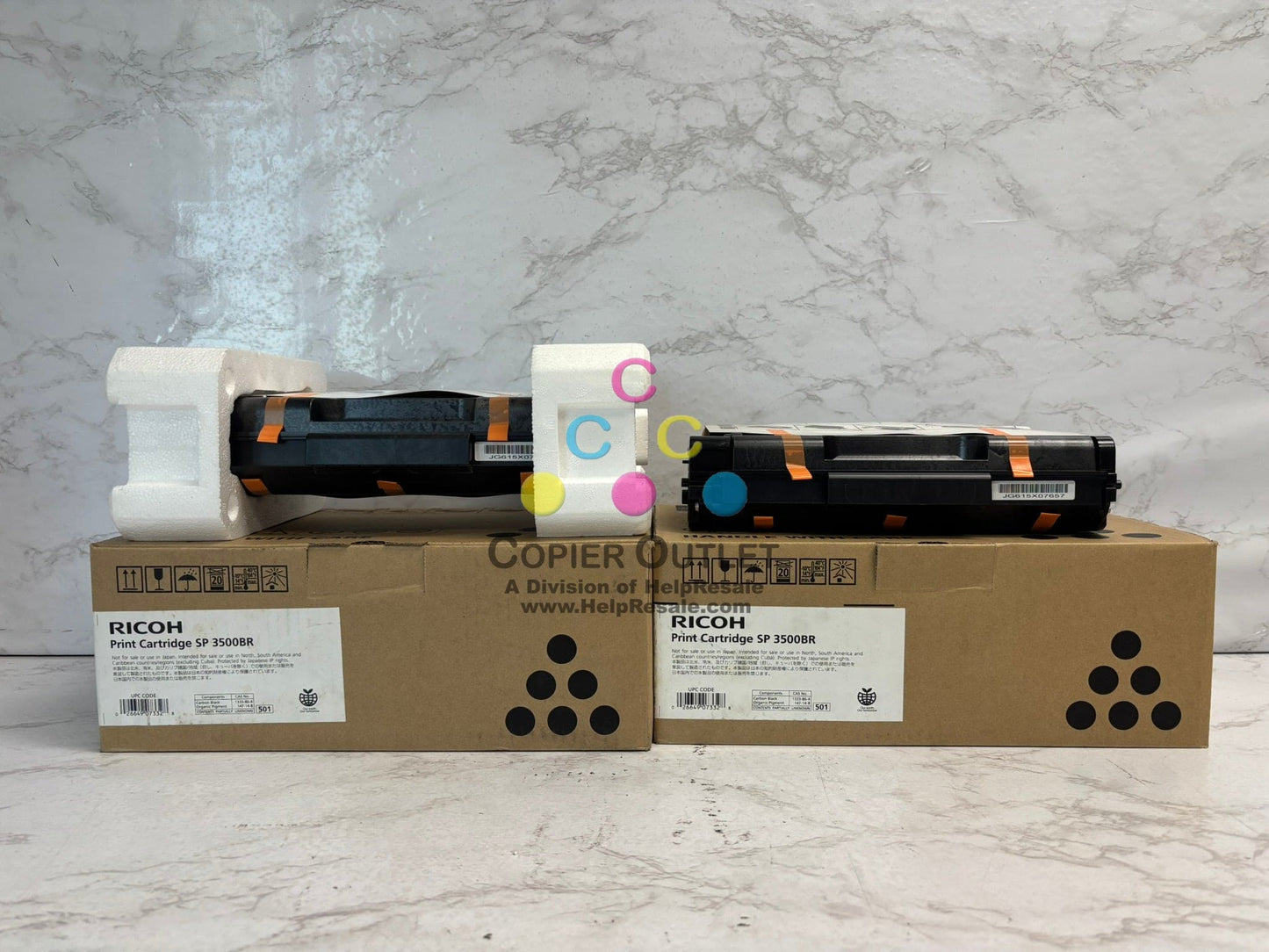 2 New Open Genuine Ricoh SP 3500BR Black Toners 407332, M850-61 Same Day Ship