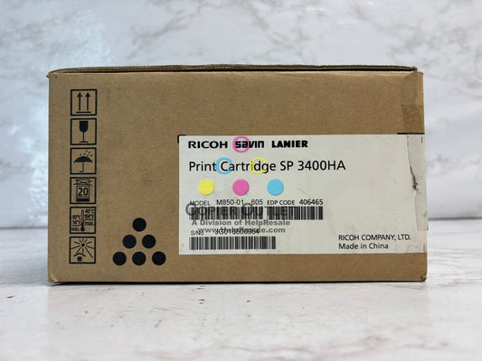 Genuine Ricoh Aficio SP 3400HA Black Toner/Drum Print Cartridge 406465, M850-01