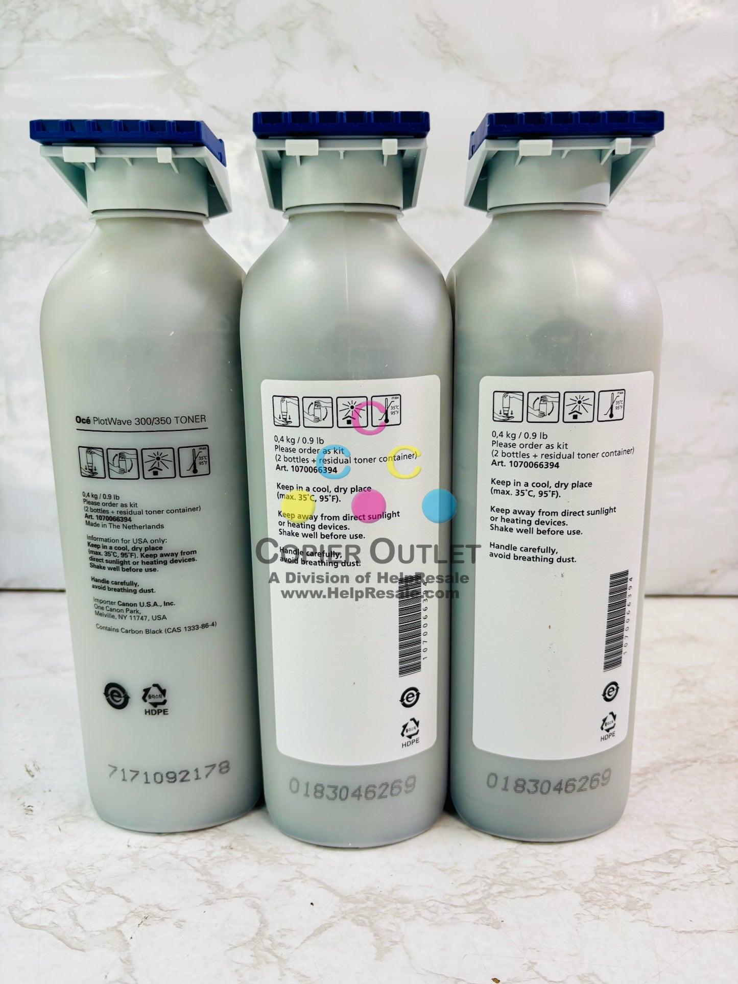 Genuine Oce/Canon PlotWave 300 Black Toner 6826B001, 1070066394 (3 bottles)