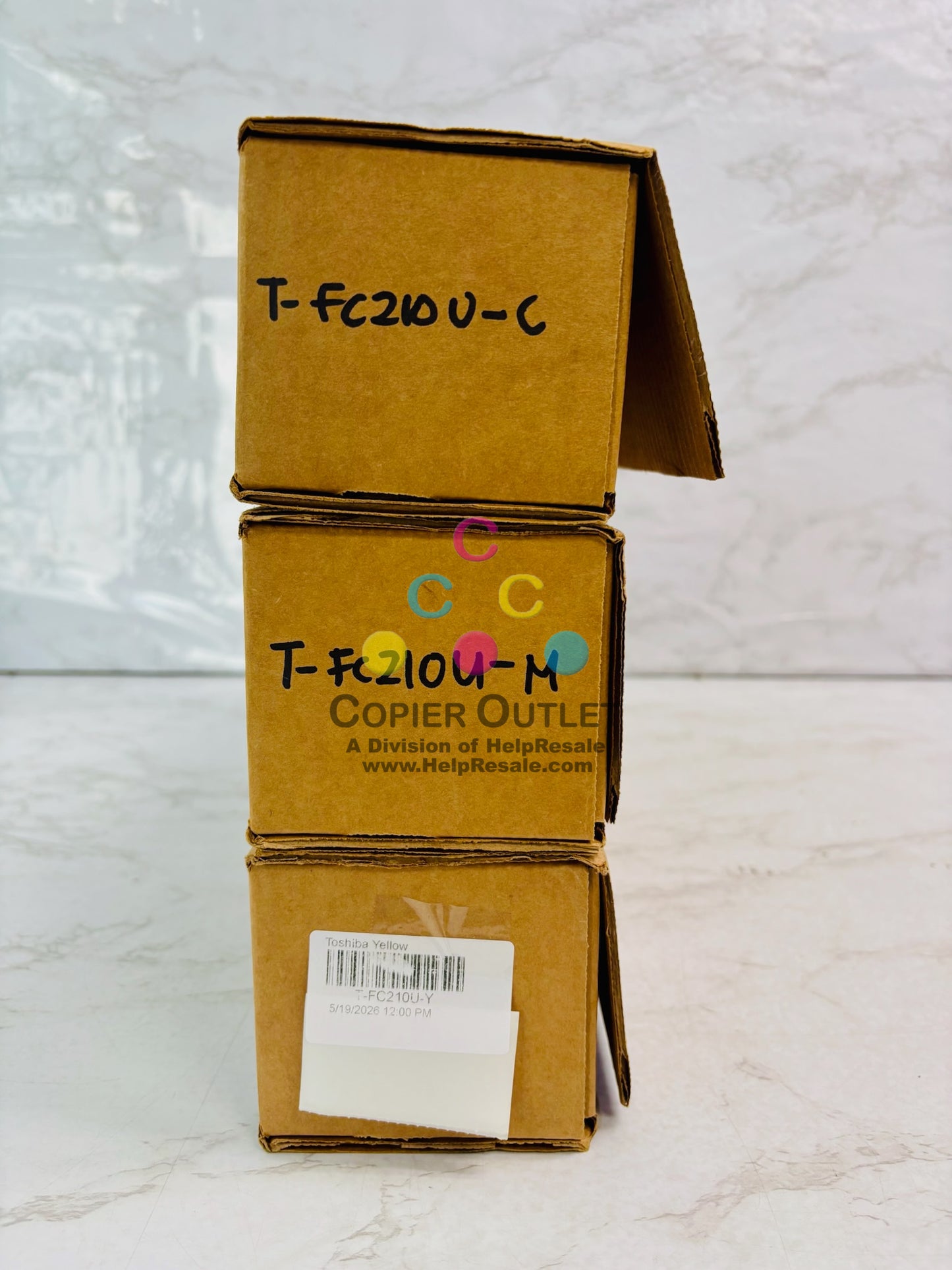3 Open Genuine Toshiba E STUDIO 2010AC, 2510AC Cyan,Magenta,Yellow Toner T-FC210U
