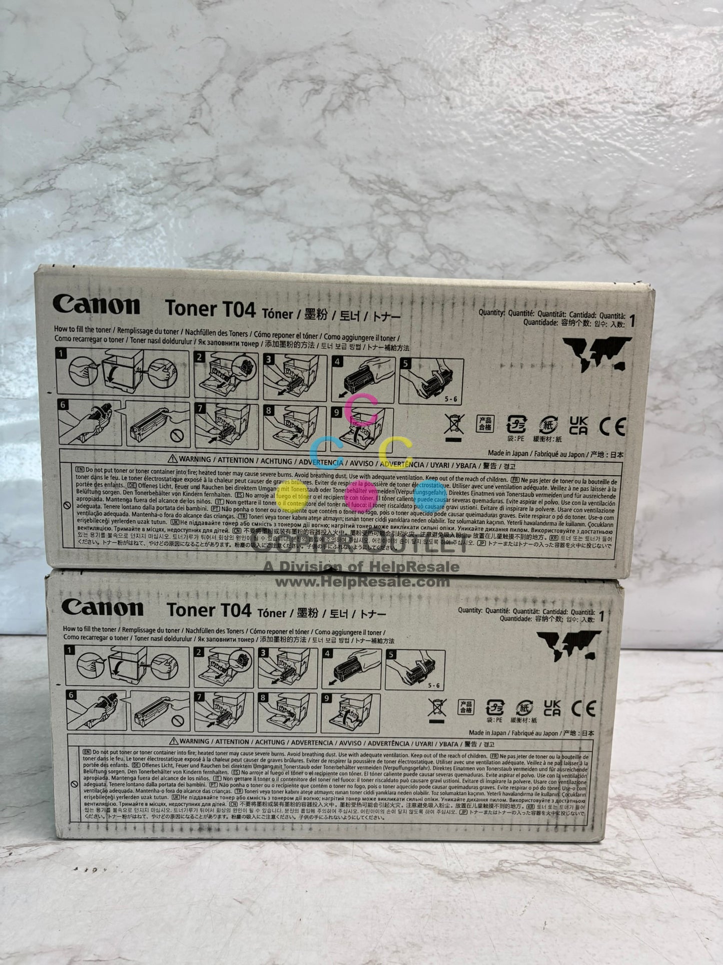2 Genuine Canon iR Advance C475, C477 Mag & Yellow Toner T04, 2977C001, 2978C001