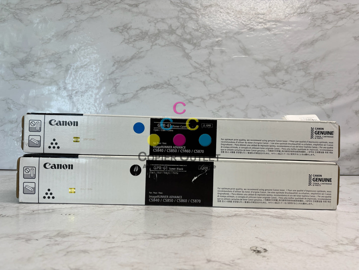 2 New Genuine Canon iR Adv C5840i,C5850i Cyan & Black Toners GPR-61C, GPR-61K