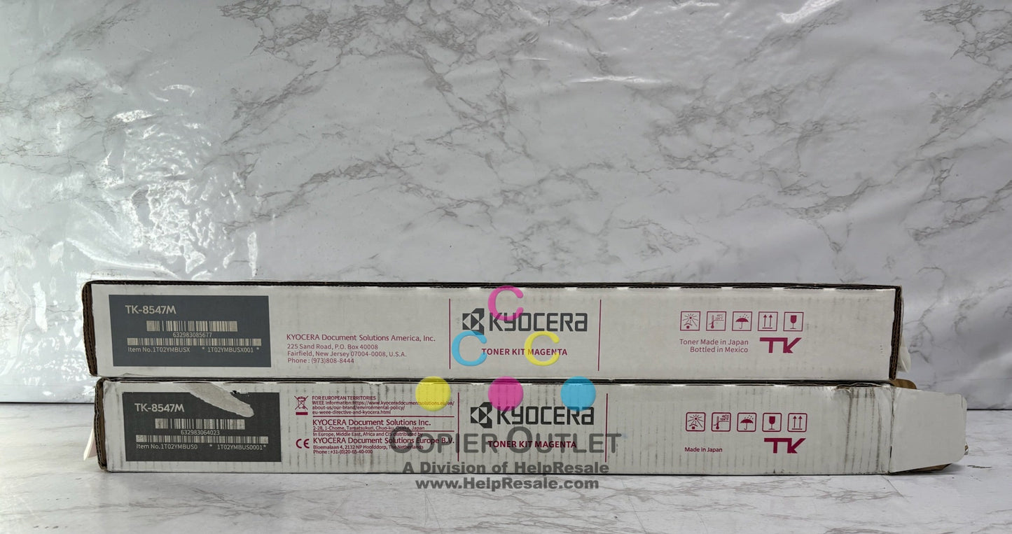 2 OEM Kyocera TASKalfa 4054ci, 5054ci Magenta Toners TK-8547M (1 New & 1 Open)