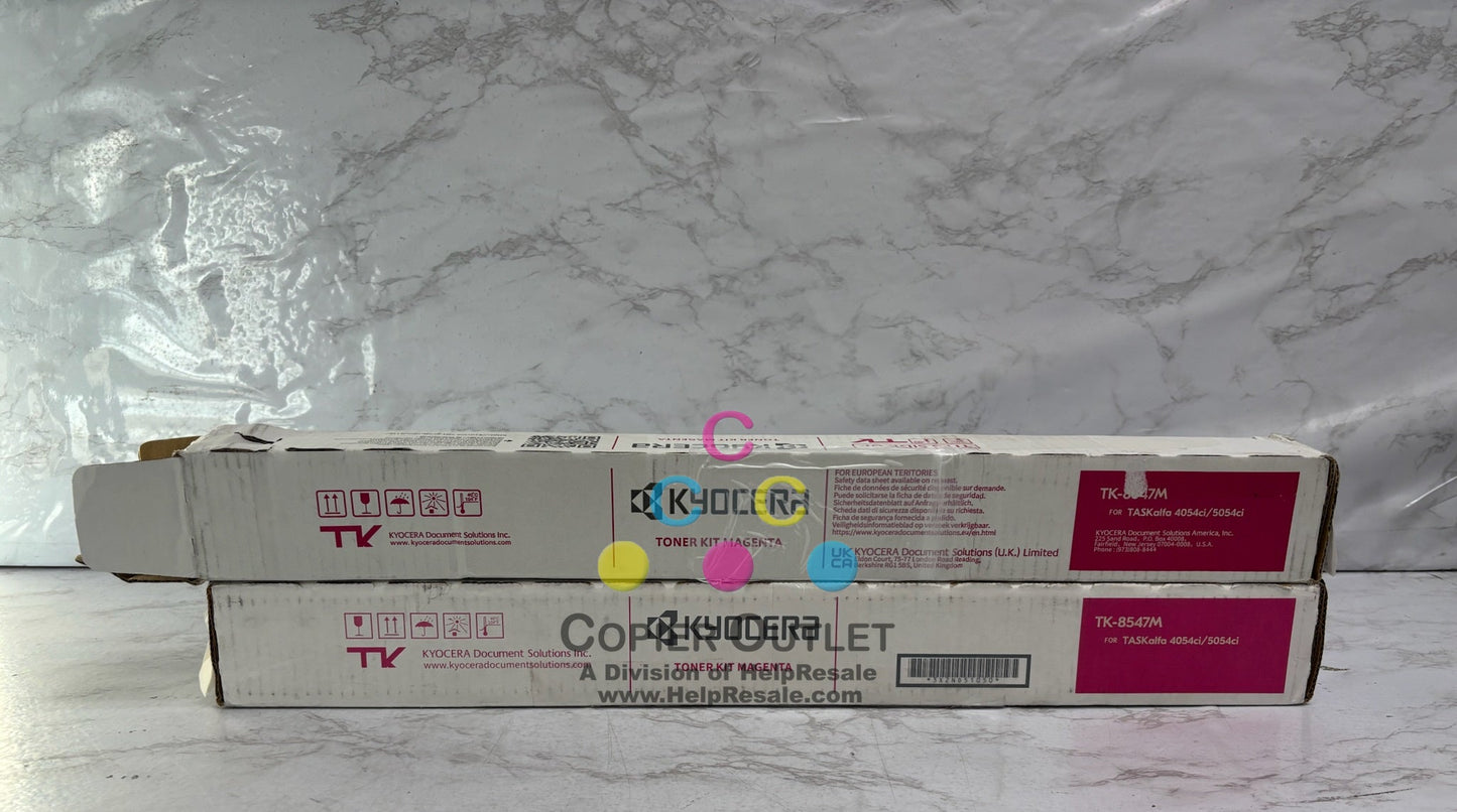 2 OEM Kyocera TASKalfa 4054ci, 5054ci Magenta Toners TK-8547M (1 New & 1 Open)