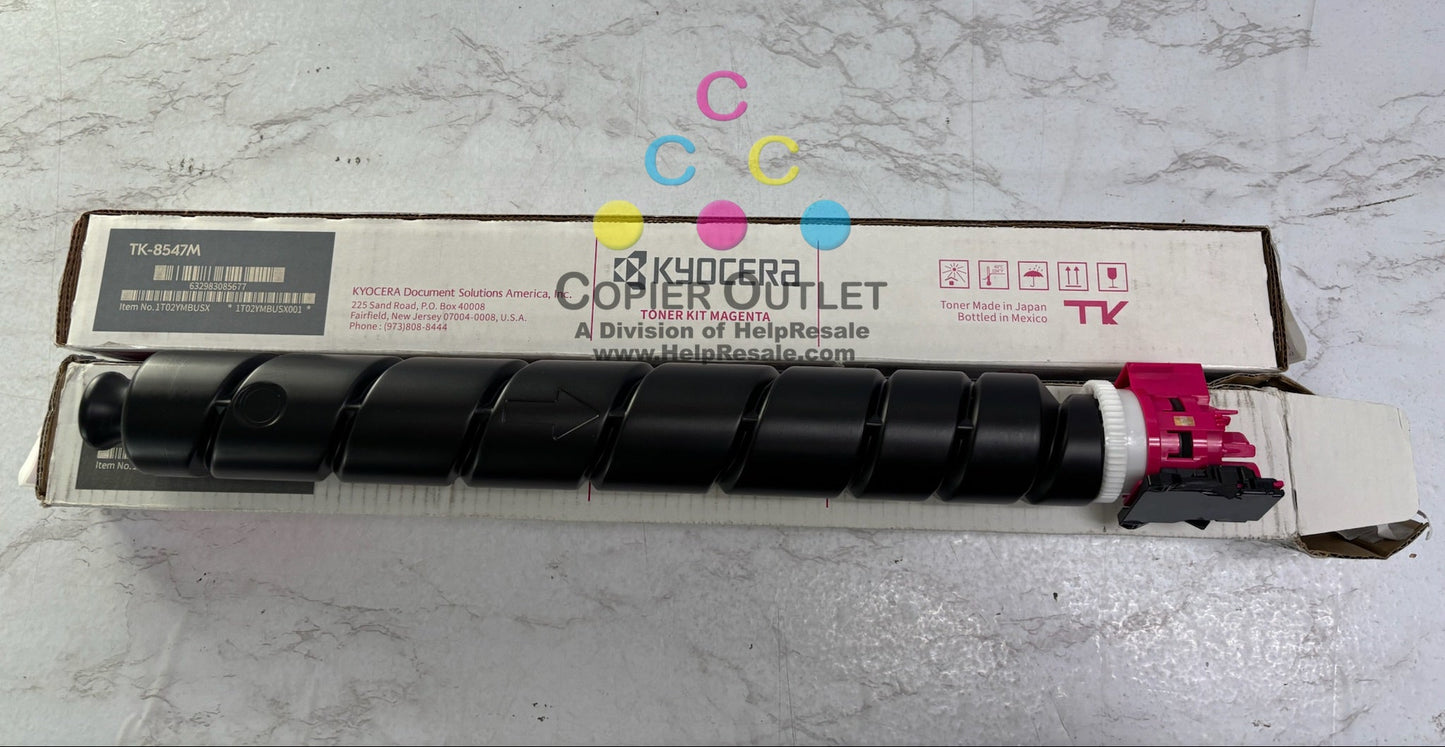 2 OEM Kyocera TASKalfa 4054ci, 5054ci Magenta Toners TK-8547M (1 New & 1 Open)