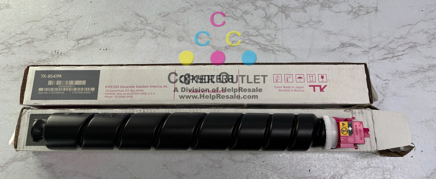 2 OEM Kyocera TASKalfa 4054ci, 5054ci Magenta Toners TK-8547M (1 New & 1 Open)
