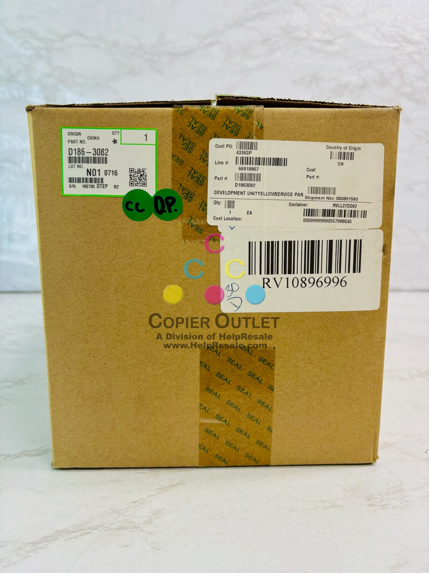 Open Genuine Ricoh MP C3003, MP C3503 Yellow Developer Unit D186-3082, D1863082