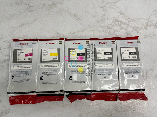 5 Genuine Canon iPF680,iPF780 M,Y, Black, Matte Black Inks PFI-207 (2021-2025)