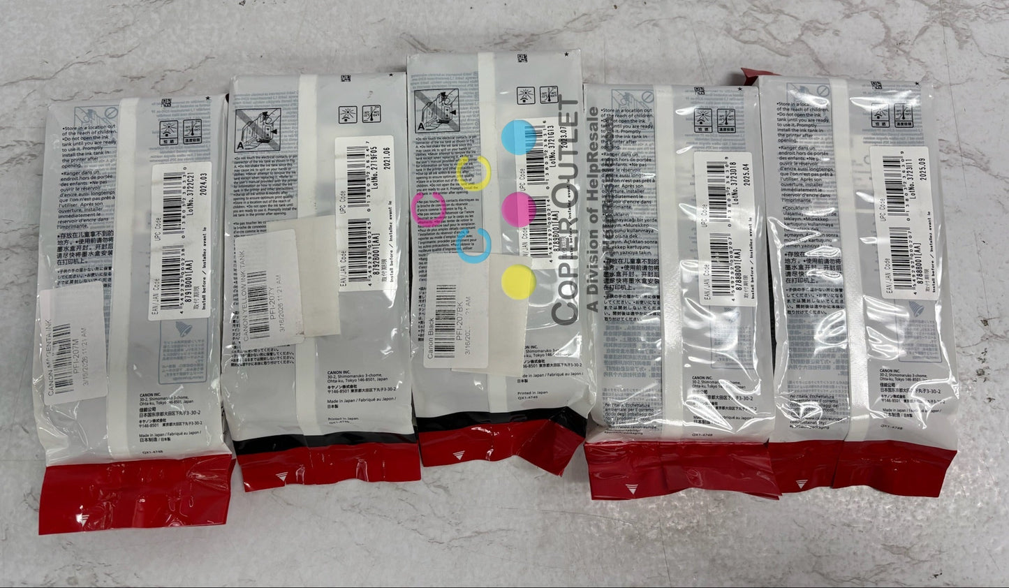 5 Genuine Canon iPF680,iPF780 M,Y, Black, Matte Black Inks PFI-207 (2021-2025)