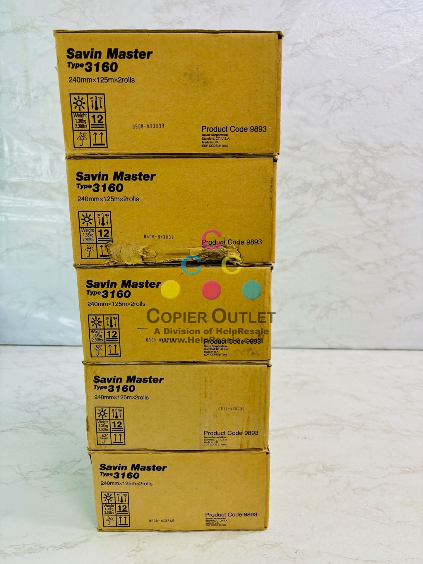 5 Genuine Savin 3160DNP Roll Type 3160, 9893, 817569 (10 Roll in Total)
