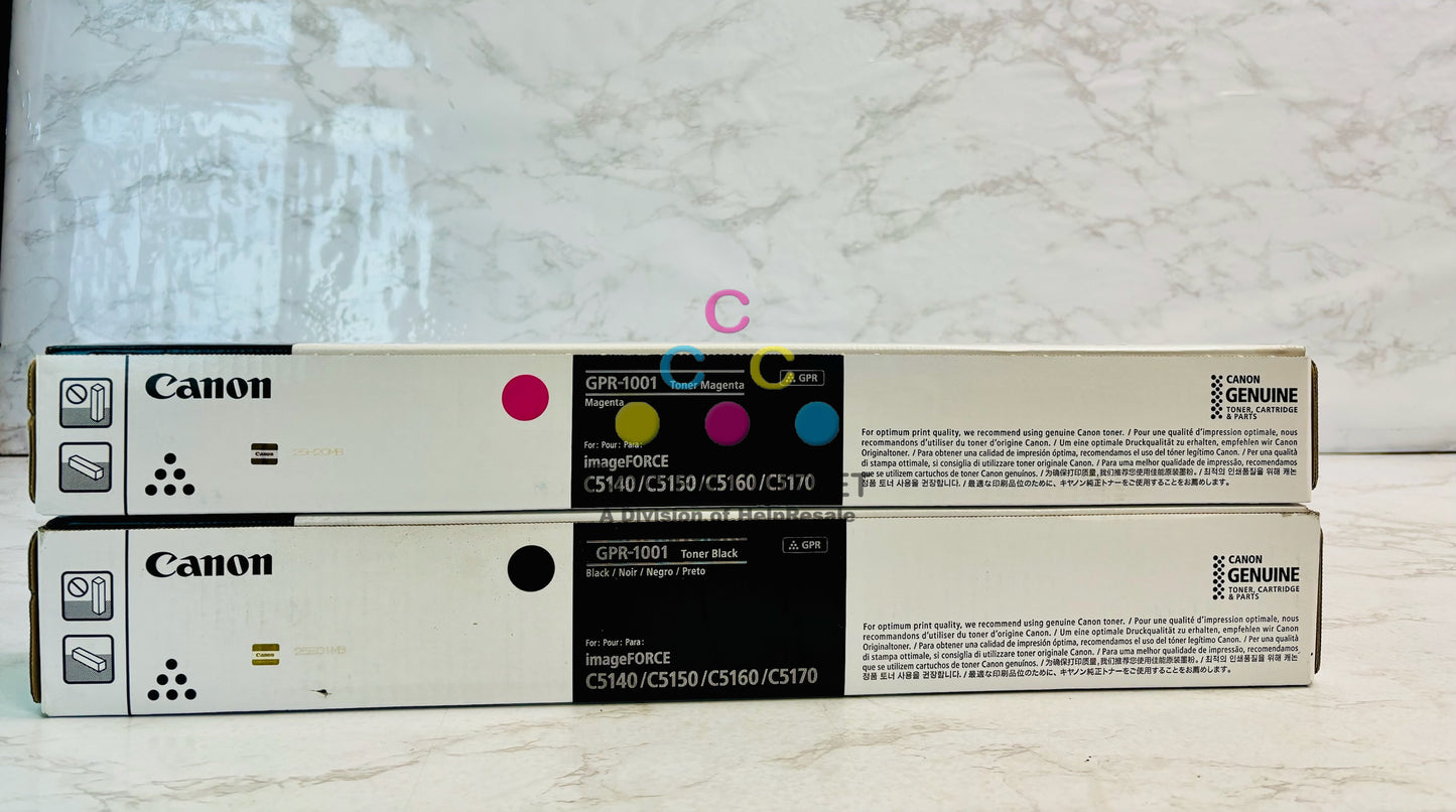 2 Genuine Canon ImageFORCE C5140, C5150 Magenta & Black Toner GPR-1001,GPR1001