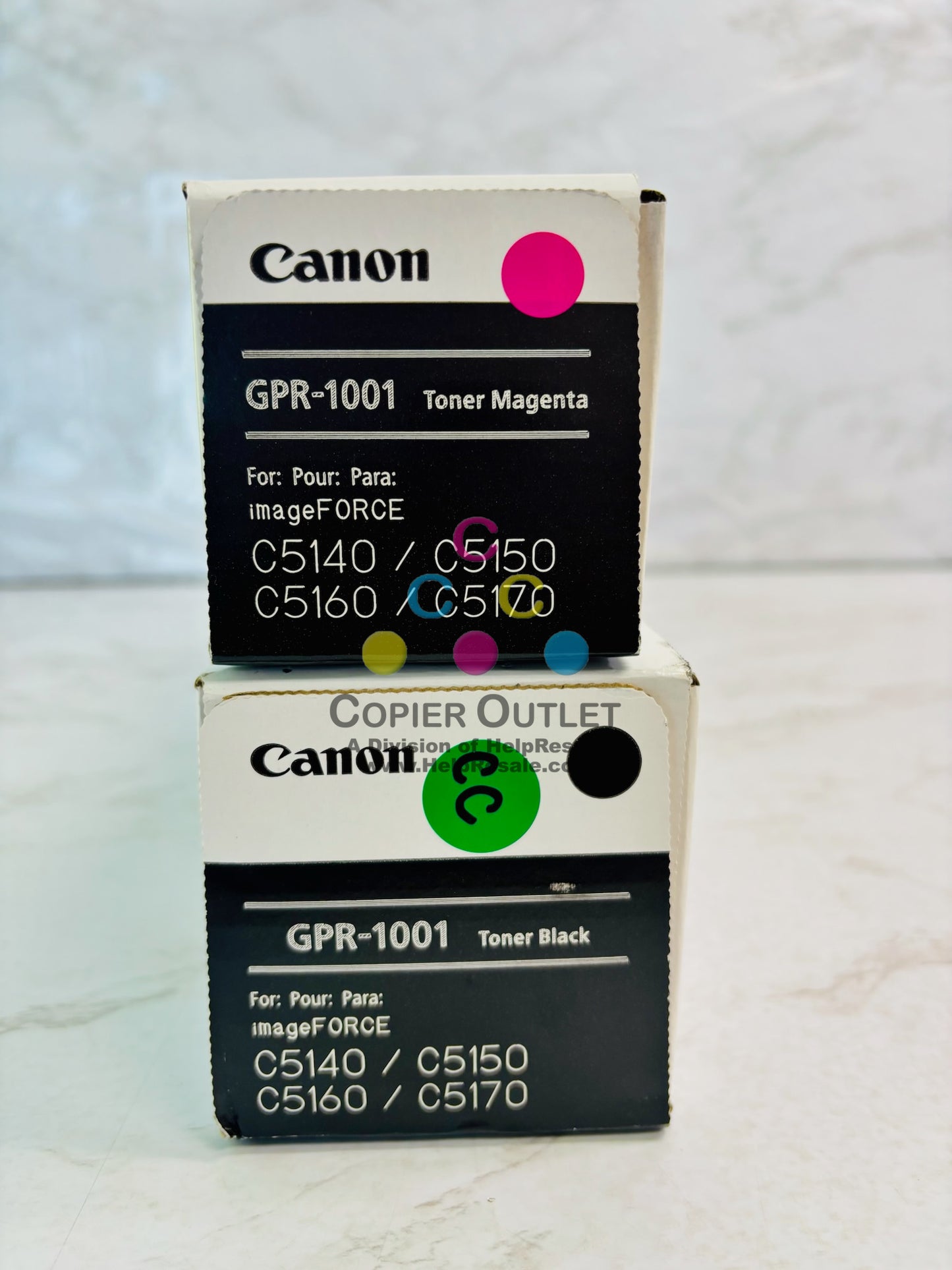 2 Genuine Canon ImageFORCE C5140, C5150 Magenta & Black Toner GPR-1001,GPR1001