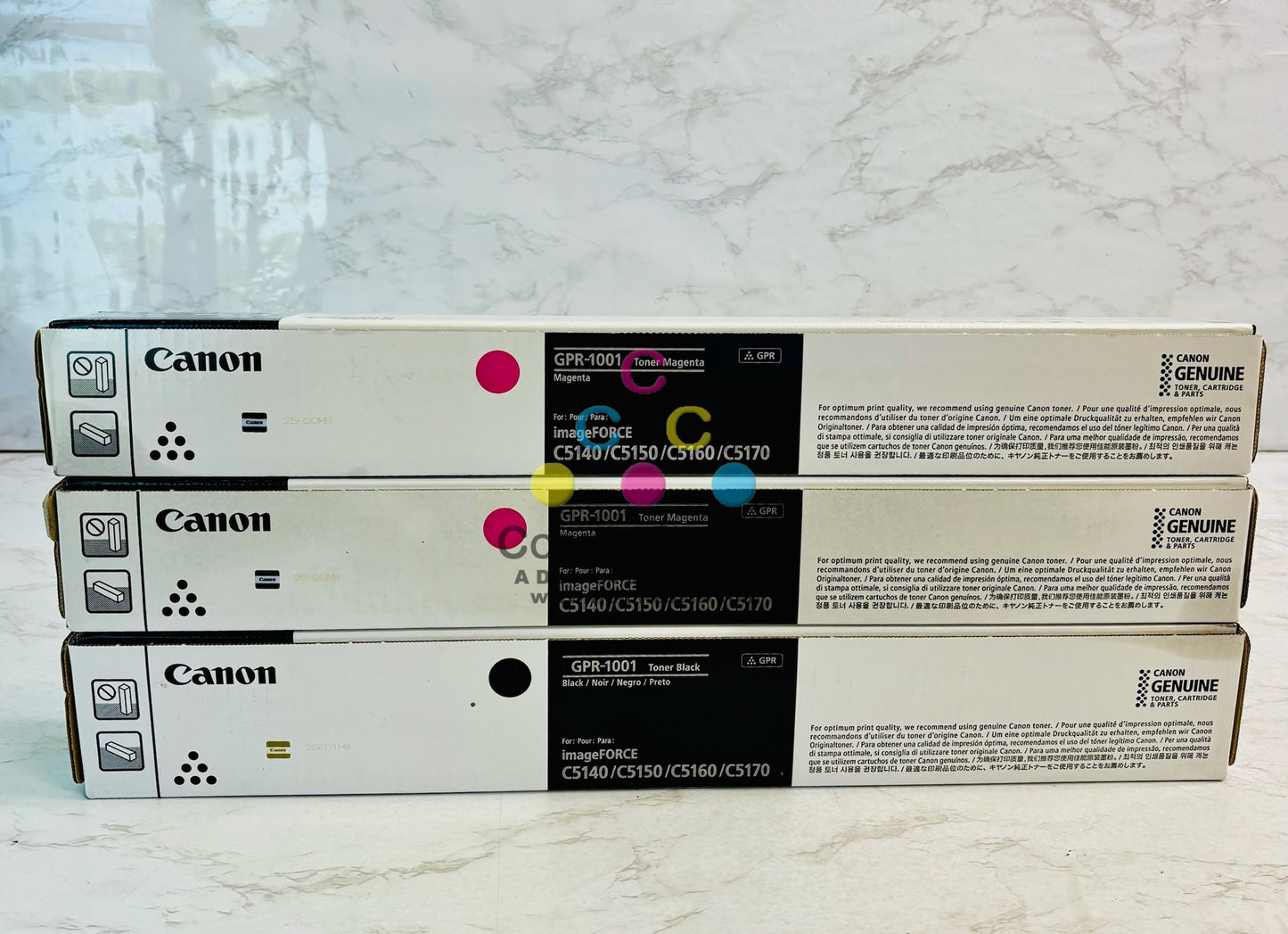 3 Genuine Canon ImageFORCE C5140, C5150 Magenta & Black Toner GPR-1001,GPR1001