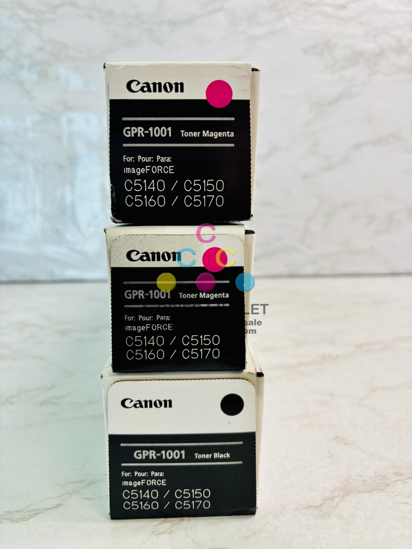 3 Genuine Canon ImageFORCE C5140, C5150 Magenta & Black Toner GPR-1001,GPR1001