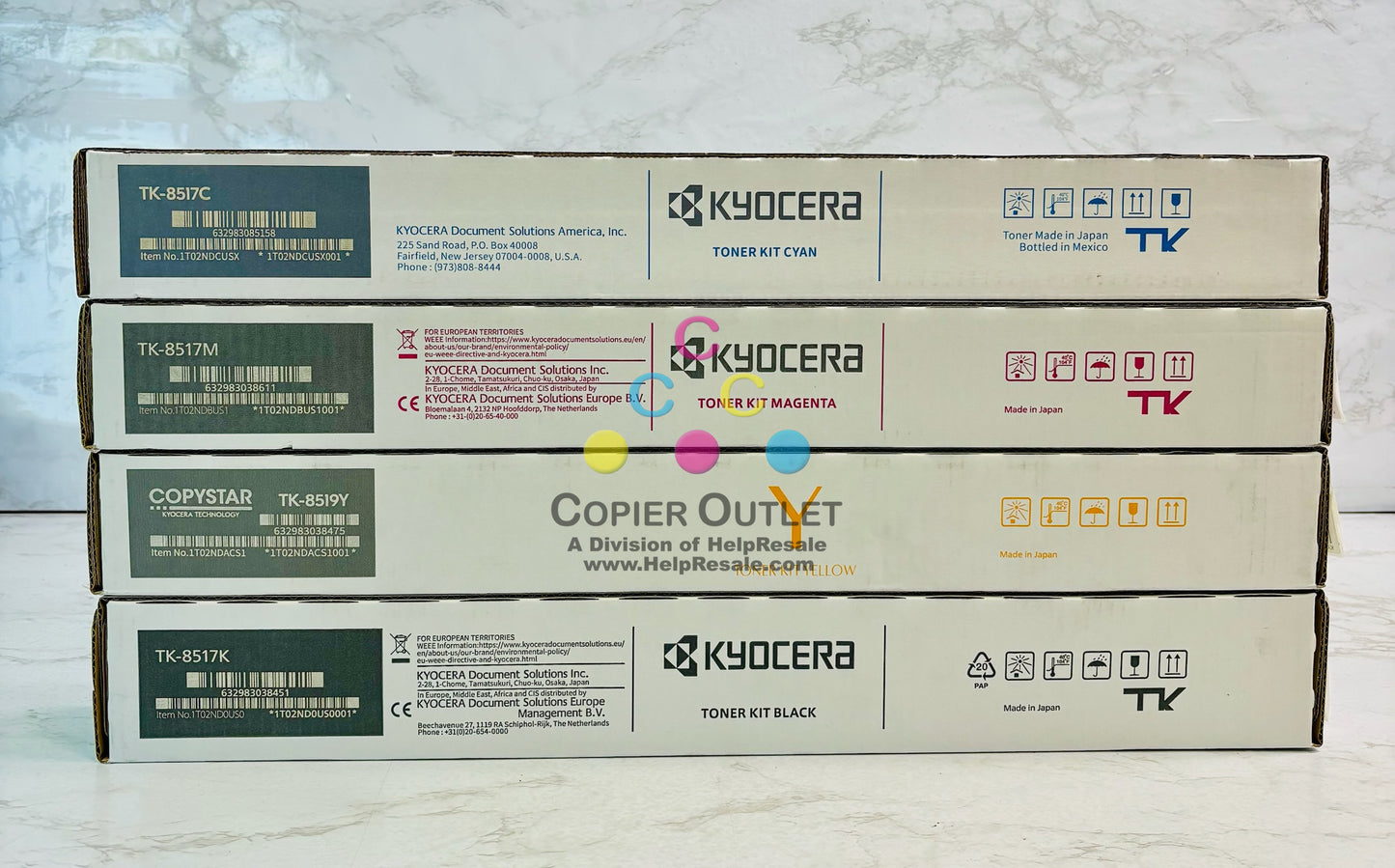 4 Genuine Kyocera TASKalfa 5052ci, 5053ci Cyan,Magenta,Yellow&Black Toner TK-8517
