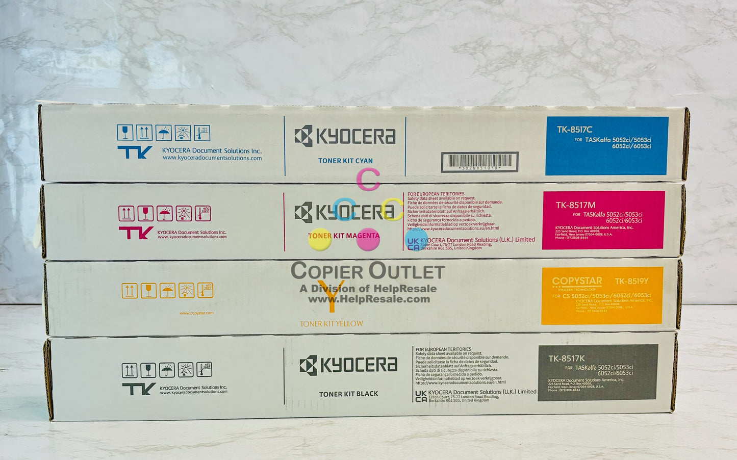 4 Genuine Kyocera TASKalfa 5052ci, 5053ci Cyan,Magenta,Yellow&Black Toner TK-8517