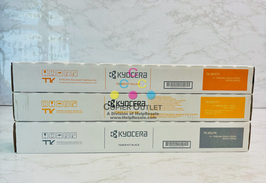 3 Genuine Kyocera TASKalfa 3552ci, 3553ci Yellow & Black Toner TK-8527