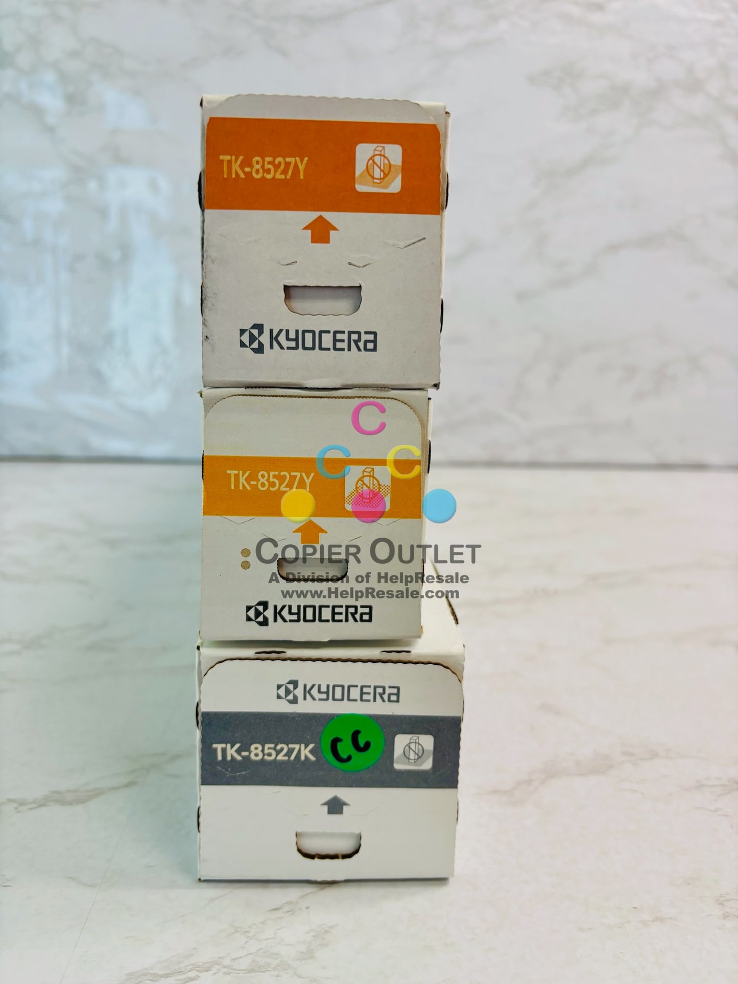 3 Genuine Kyocera TASKalfa 3552ci, 3553ci Yellow & Black Toner TK-8527