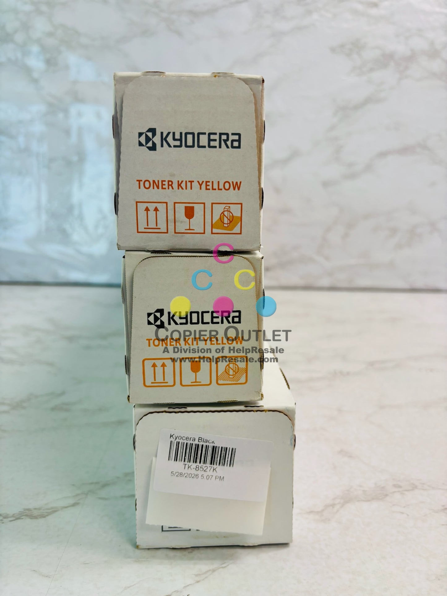 3 Genuine Kyocera TASKalfa 3552ci, 3553ci Yellow & Black Toner TK-8527