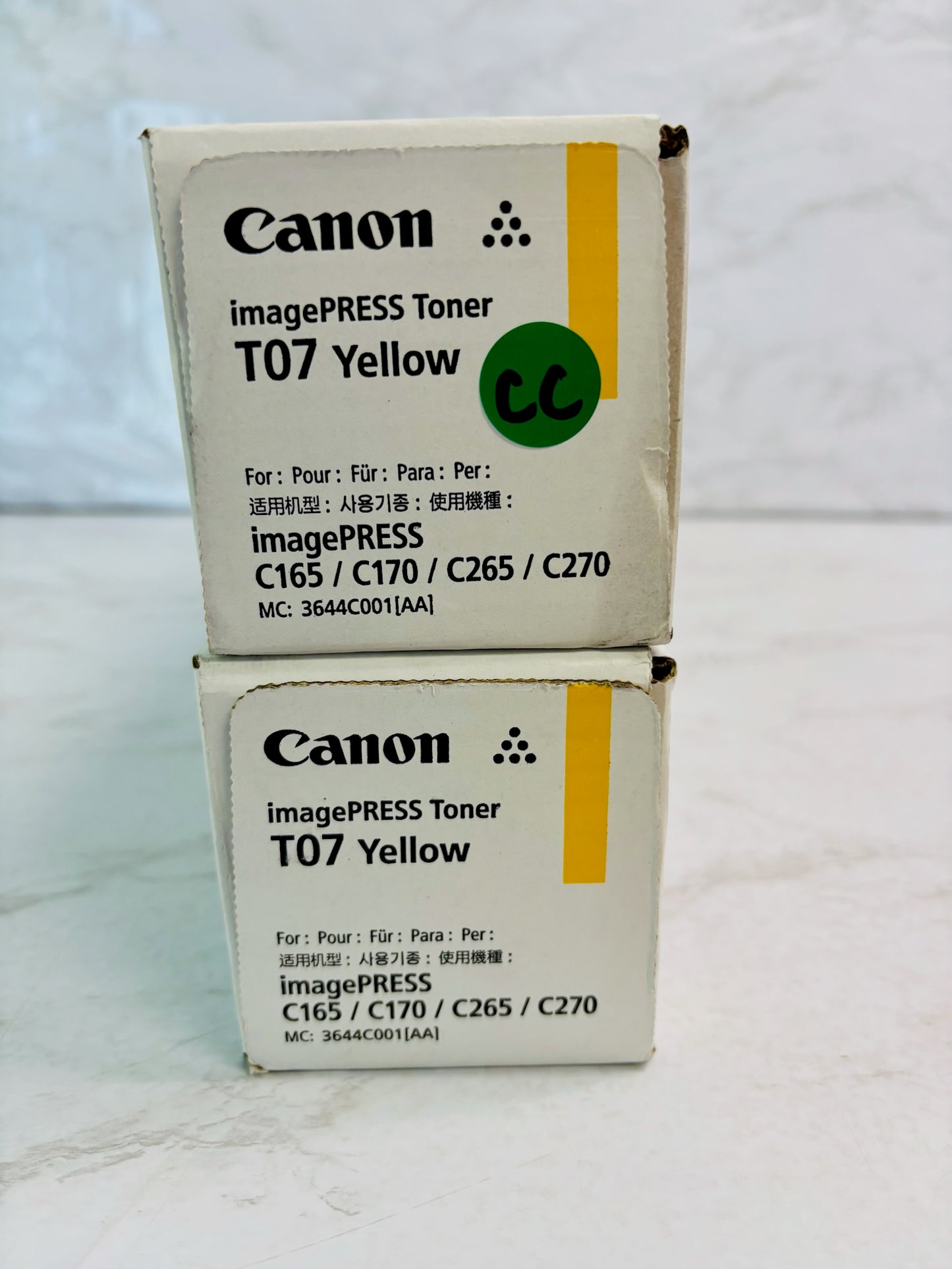 2 Cosmetic Genuine Canon imagePRESS Lite C165, C170 Yellow Toner T07Y, 36440001