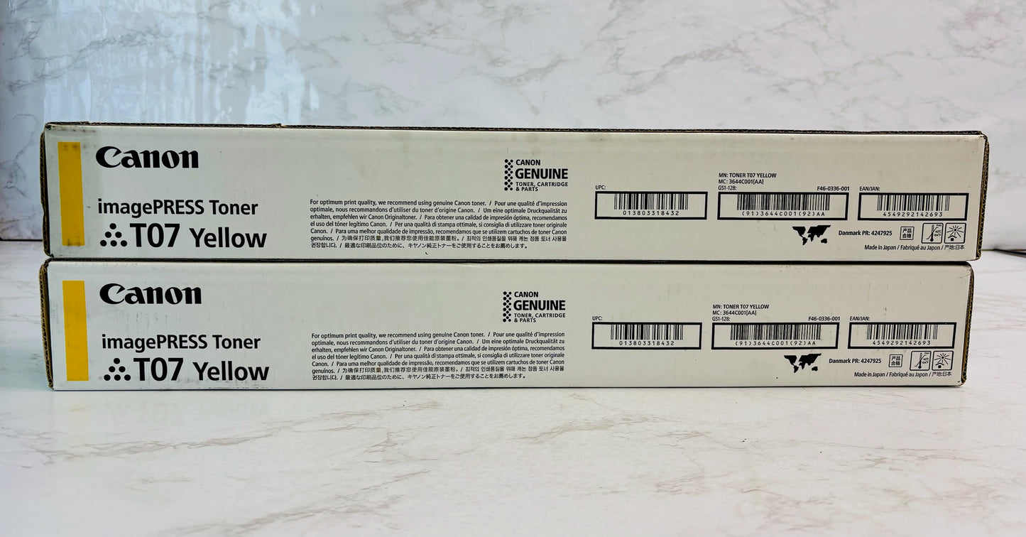 2 Cosmetic Genuine Canon imagePRESS Lite C165, C170 Yellow Toner T07Y, 36440001