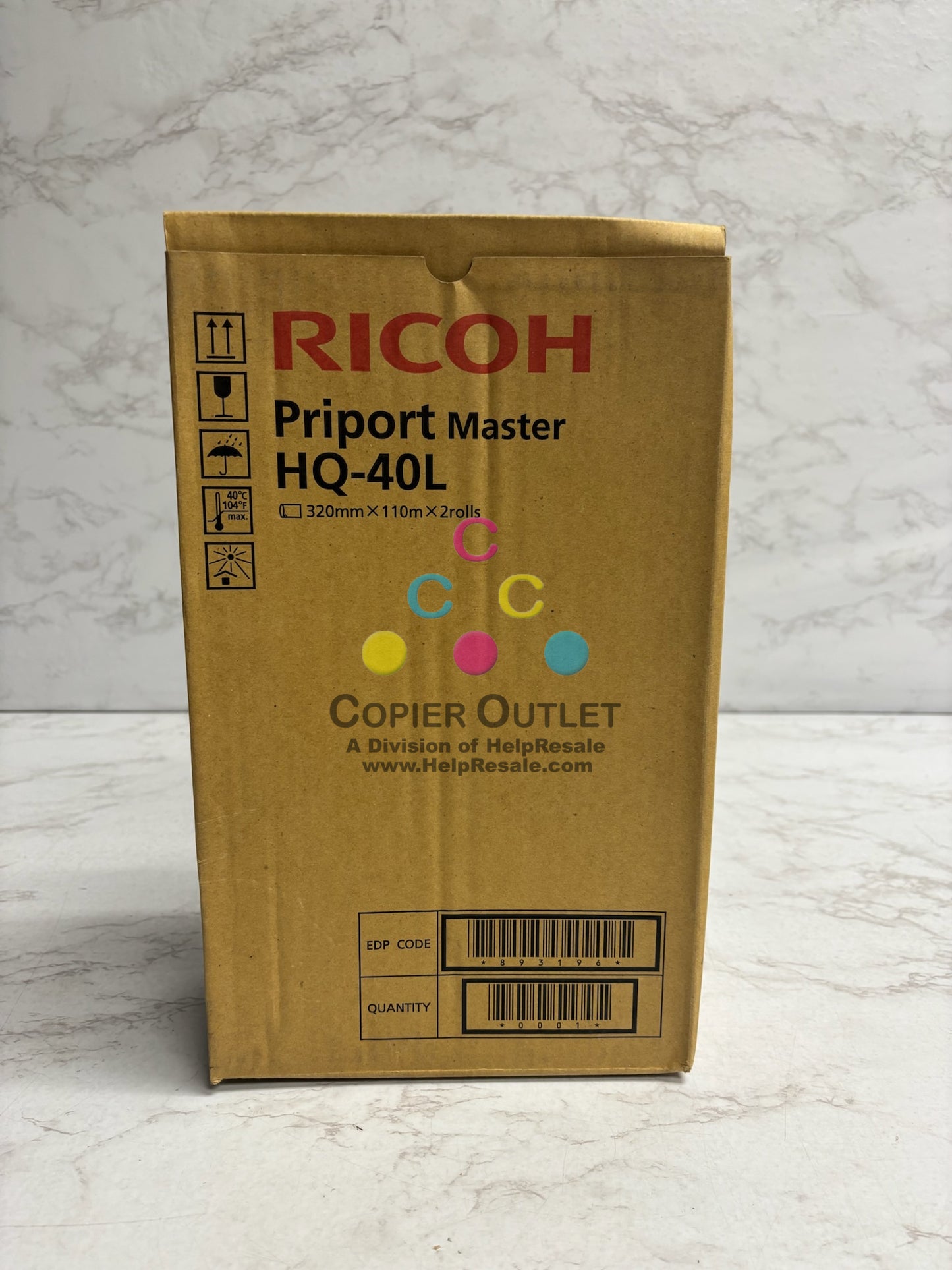 Genuine Ricoh DX4542, DX4545, JP4500 Priport Master HQ-40L, 893196 CPMT23 (2 Rolls)