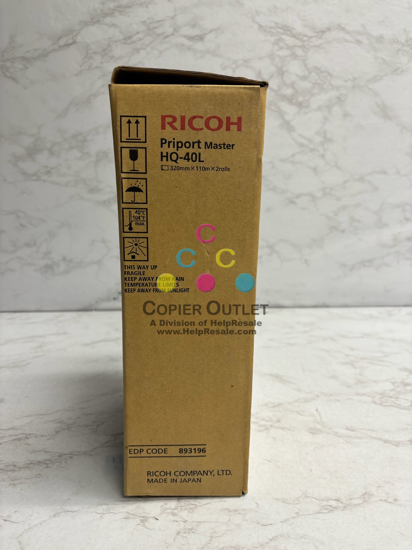 Genuine Ricoh DX4542, DX4545, JP4500 Priport Master HQ-40L, 893196 CPMT23 (2 Rolls)
