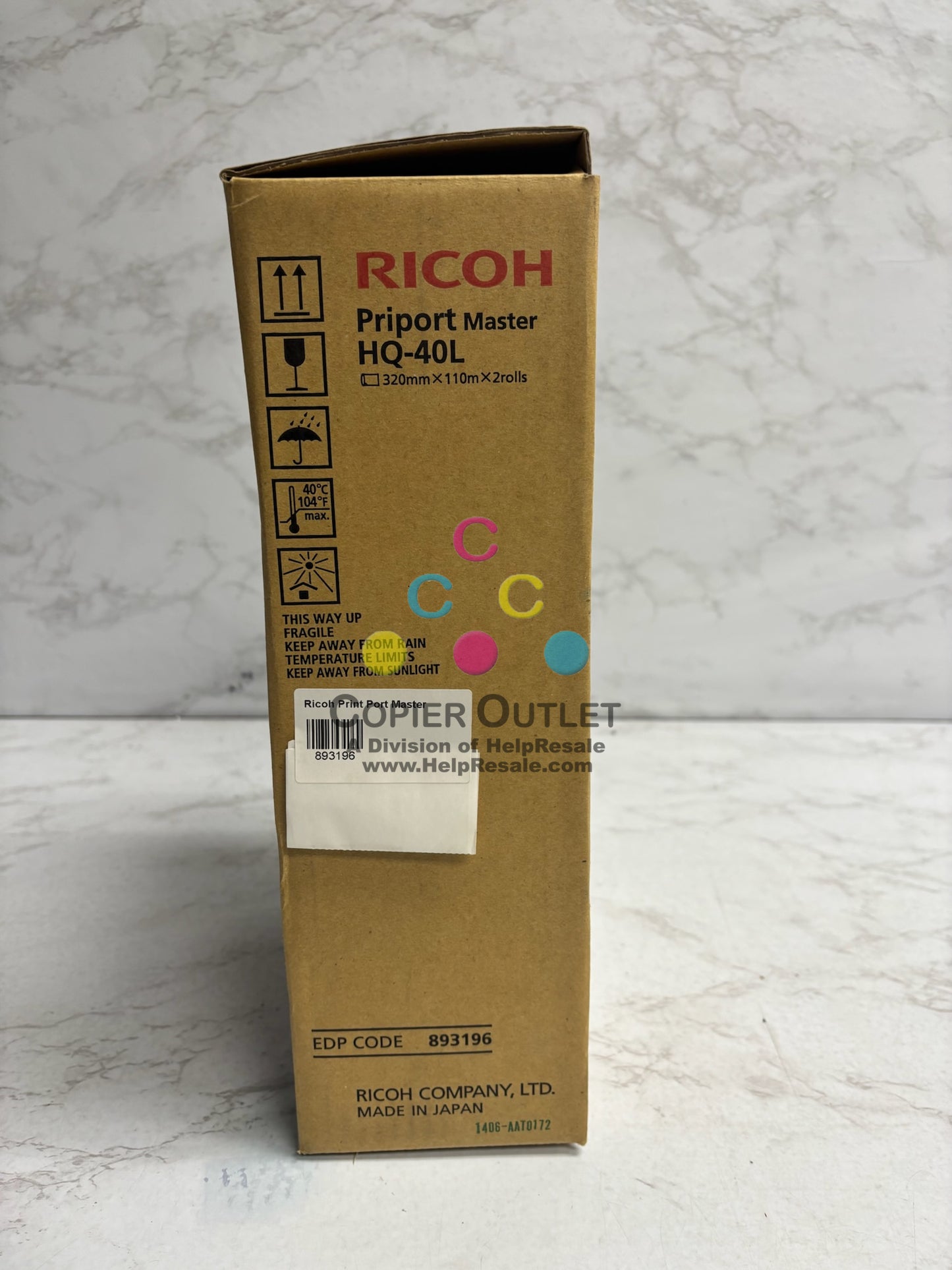 Genuine Ricoh DX4542, DX4545, JP4500 Priport Master HQ-40L, 893196 CPMT23 (2 Rolls)