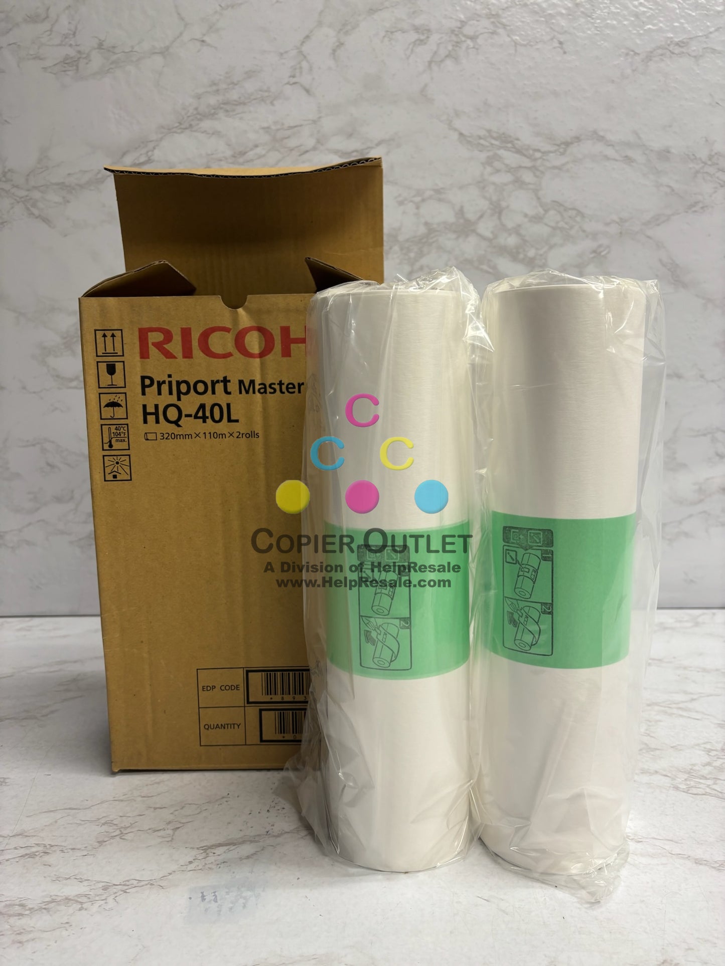 Genuine Ricoh DX4542, DX4545, JP4500 Priport Master HQ-40L, 893196 CPMT23 (2 Rolls)