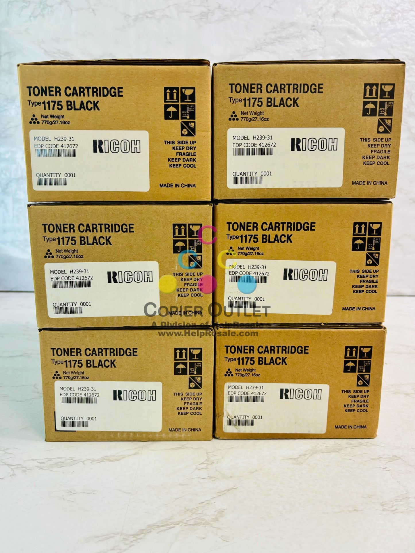 6 Genuine Ricoh Aficio FX16  FAX 1130L Black Toner 412672 H239-31 Type 1175