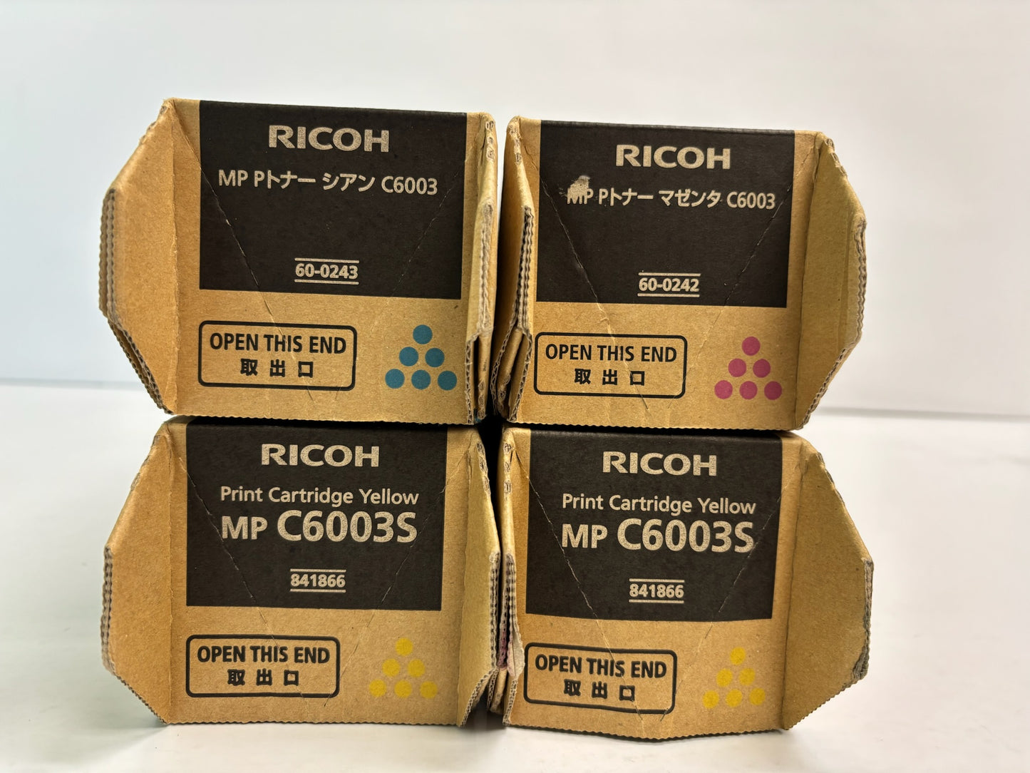 4 Genuine Ricoh MPC6003, C6003 CMYY Toners 841866, 60-0242, 60-0243