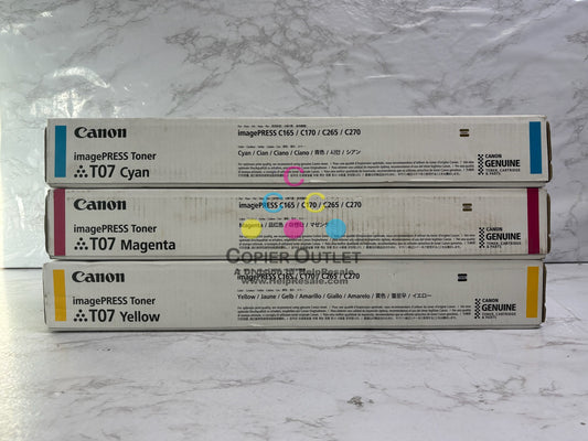 3 Genuine Canon C165,C170,C265 T07 CMY 3642C001, 3643C001, 3644C001 Toners