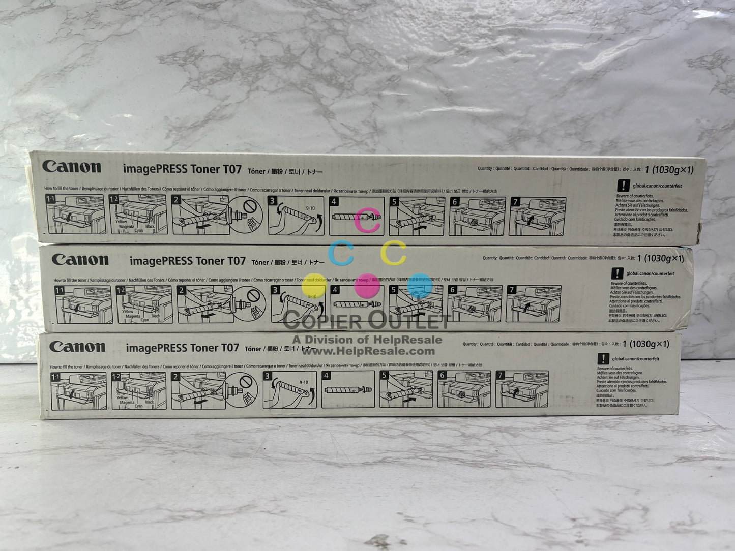3 Genuine Canon C165,C170,C265 T07 CMY 3642C001, 3643C001, 3644C001 Toners
