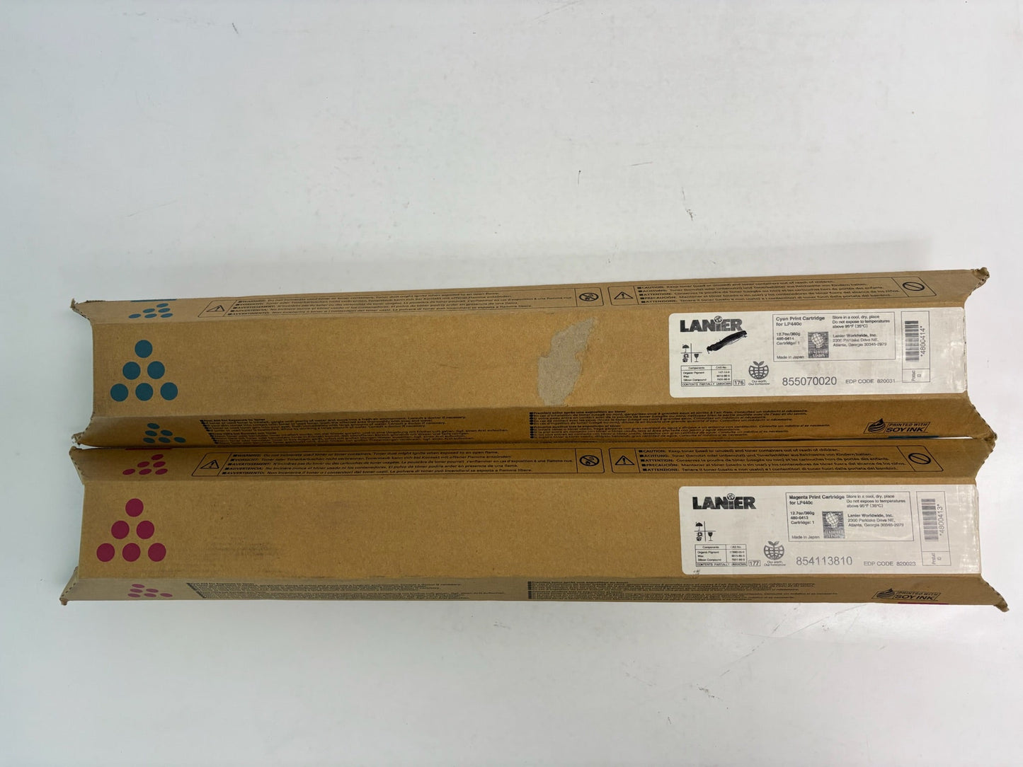 2 Genuine Lanier LP440C Cyan & Magenta Toners 820031, 820023 (4800413, 4800414)