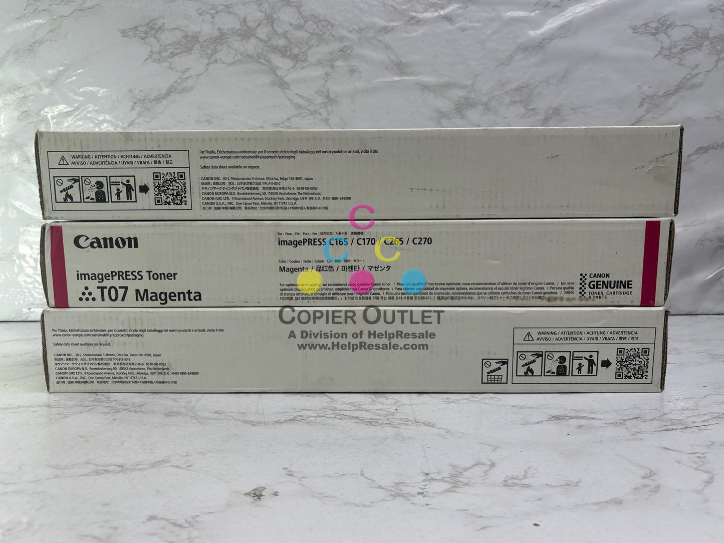 3 Genuine Canon C165,C170,C265 T07 CMY 3642C001, 3643C001, 3644C001 Toners