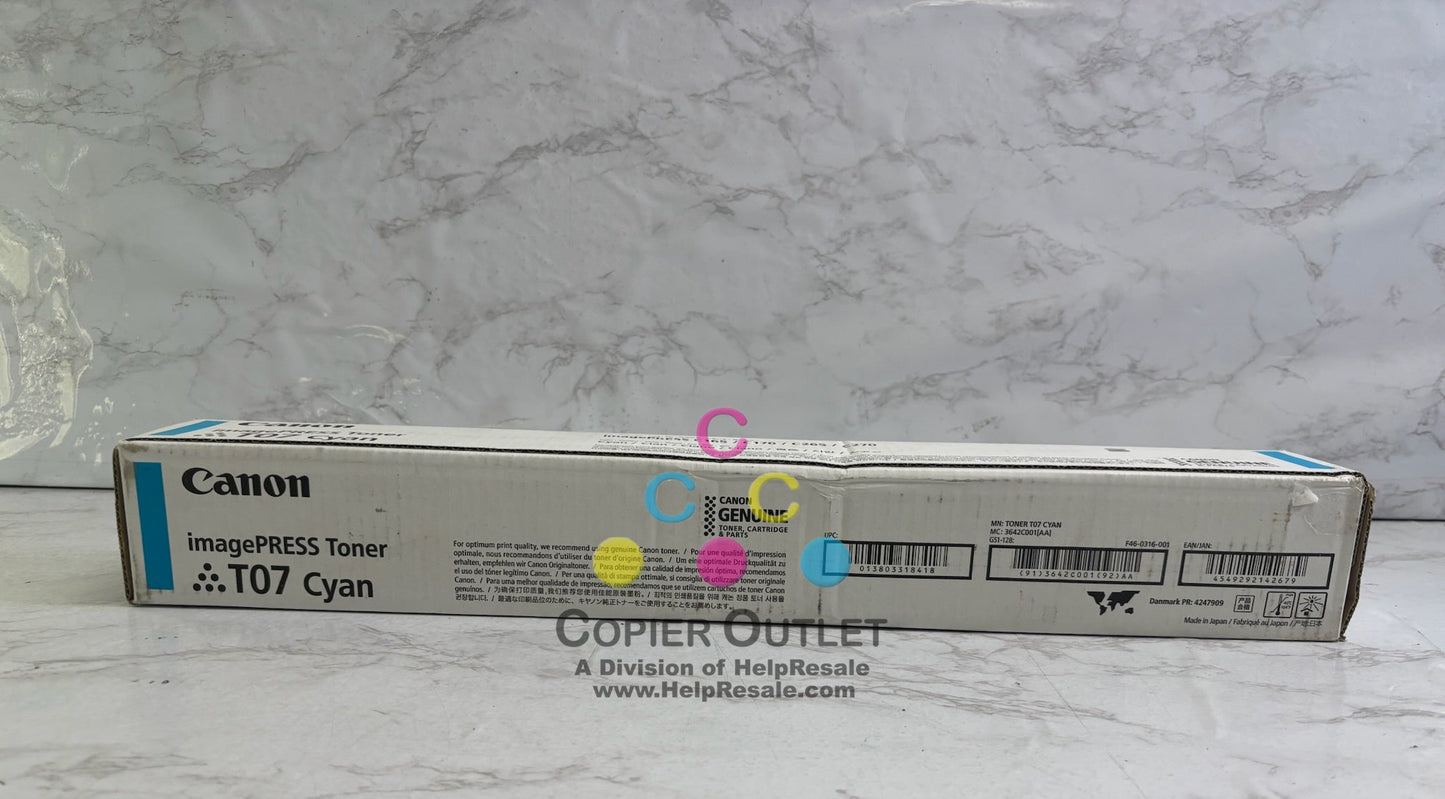 Genuine Canon imagePRESS Lite C165,C170,C265,C270 Cyan Toner T07C 3642C001(AA)
