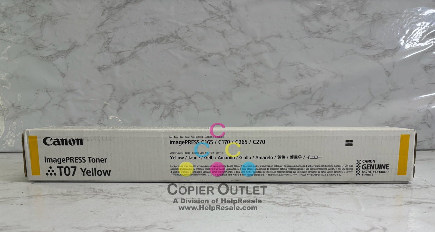 Genuine Canon imagePRESS Lite C165,C170,C265,C270 Yellow Toner T07Y 3644C001(AA)