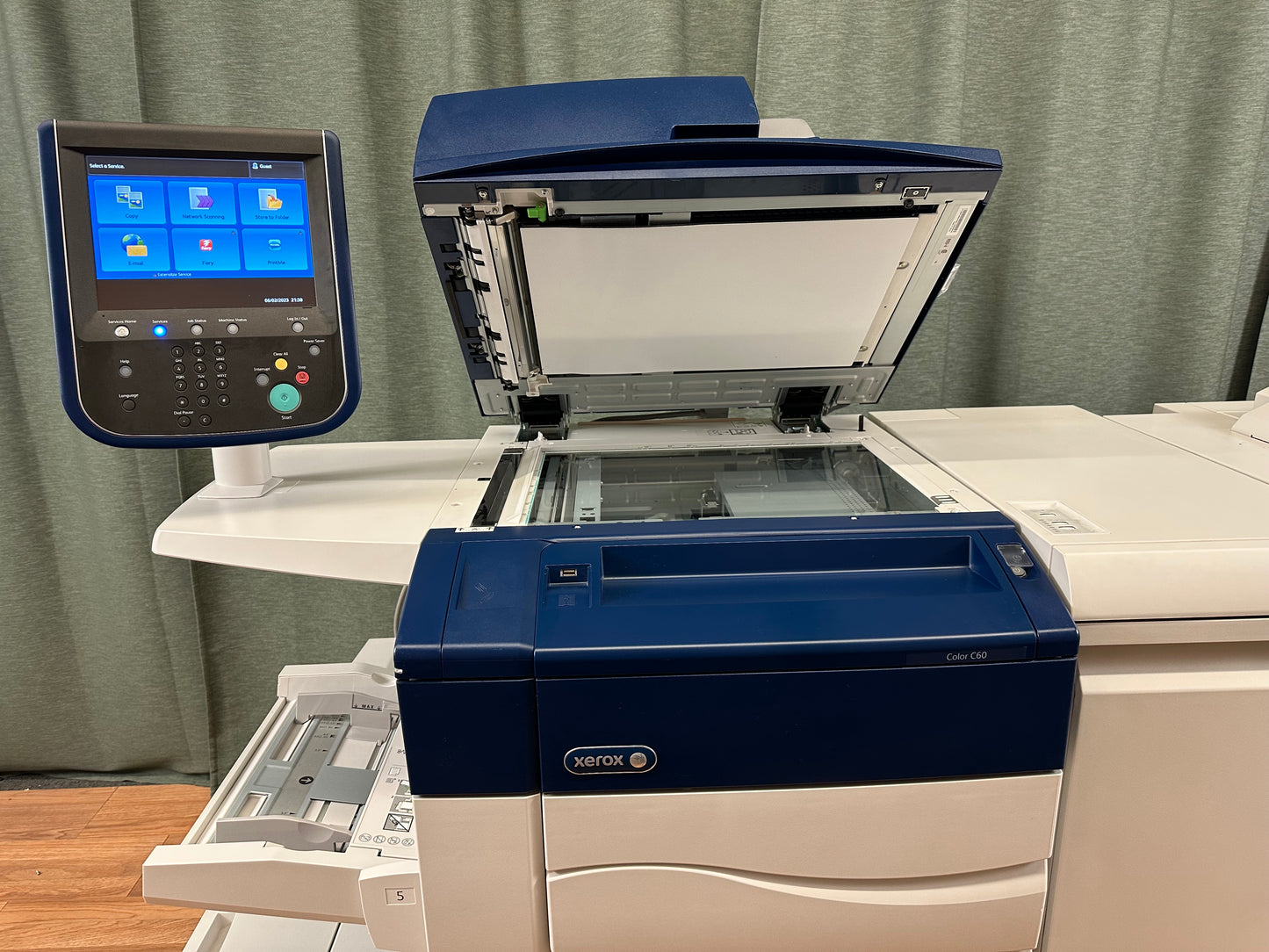 Xerox Color C60 Copier Printer Scanner YBH Staple Finisher Fiery Low Meter 50k