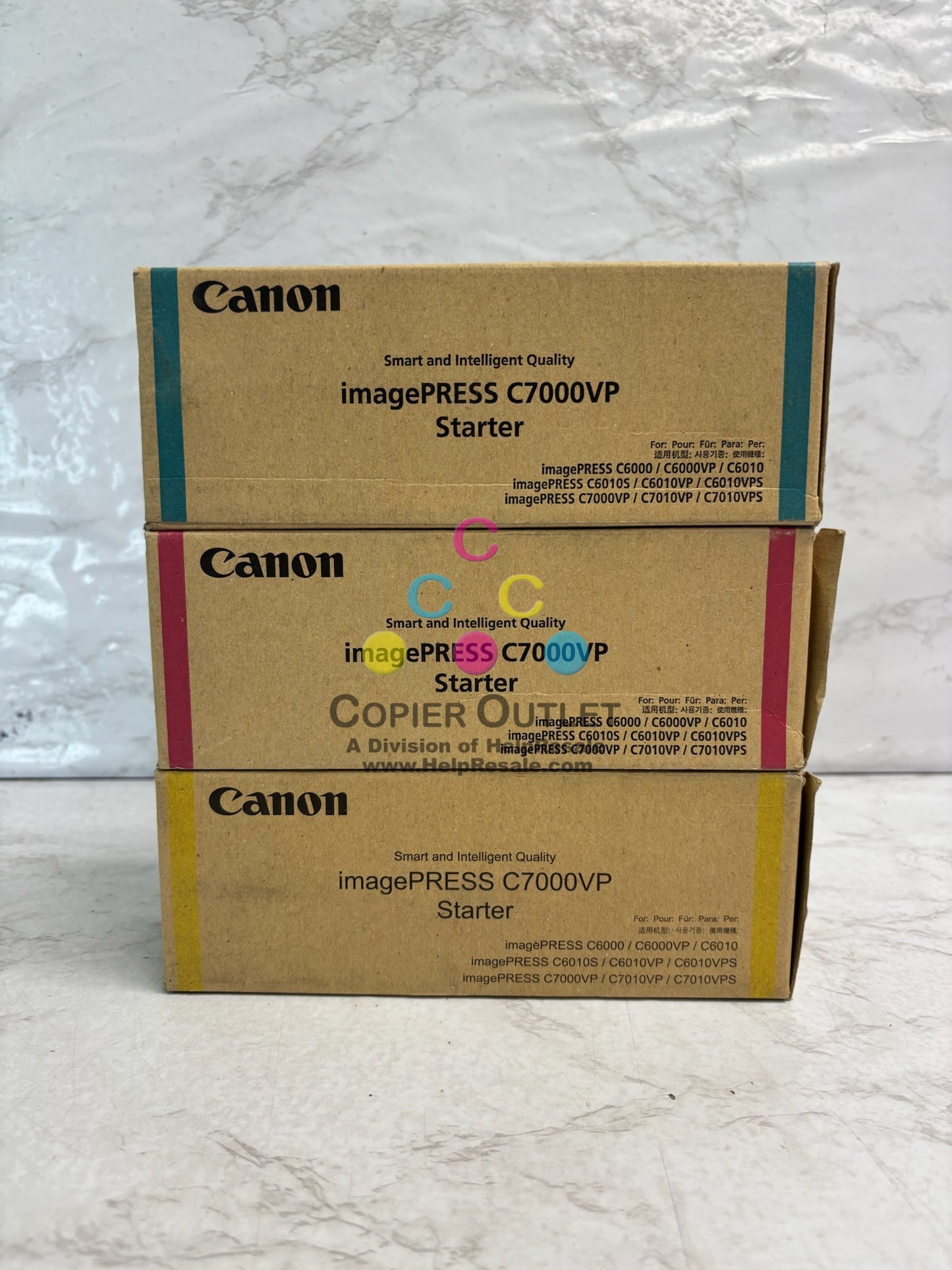 3 Genuine Canon IPC7000VP Cyan, Mag & Yel Starter 0441B001, 0442B001, 0443B001
