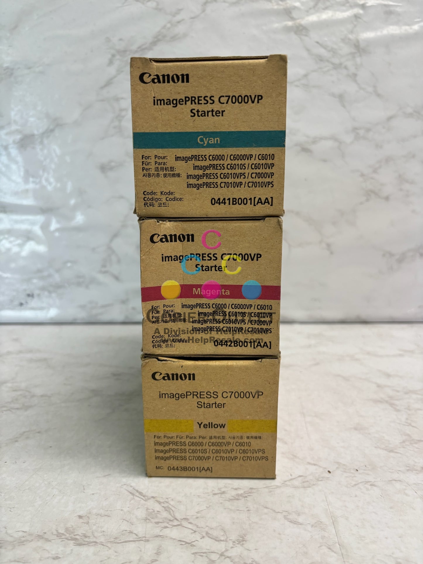 3 Genuine Canon IPC7000VP Cyan, Mag & Yel Starter 0441B001, 0442B001, 0443B001