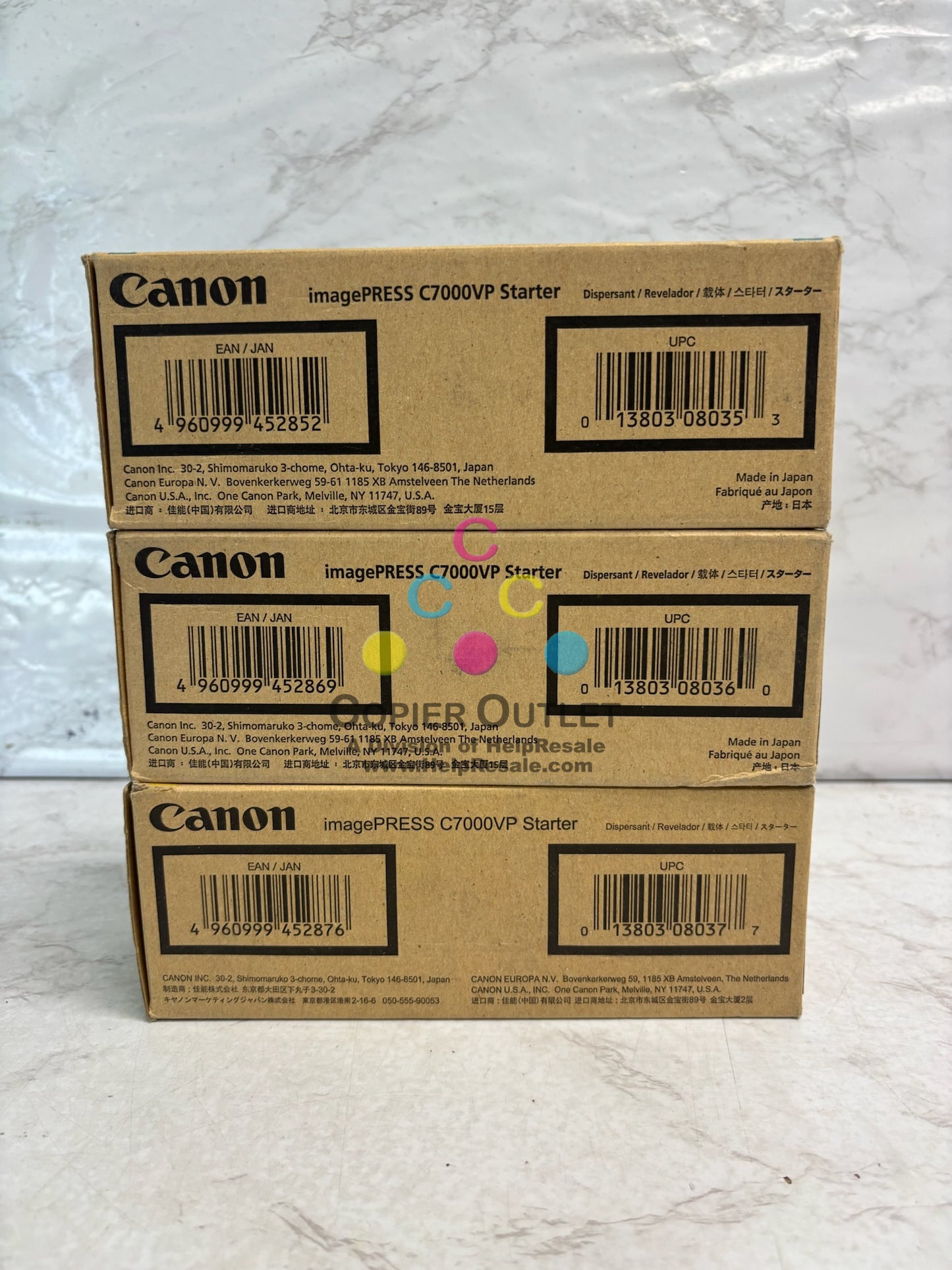 3 Genuine Canon IPC7000VP Cyan, Mag & Yel Starter 0441B001, 0442B001, 0443B001
