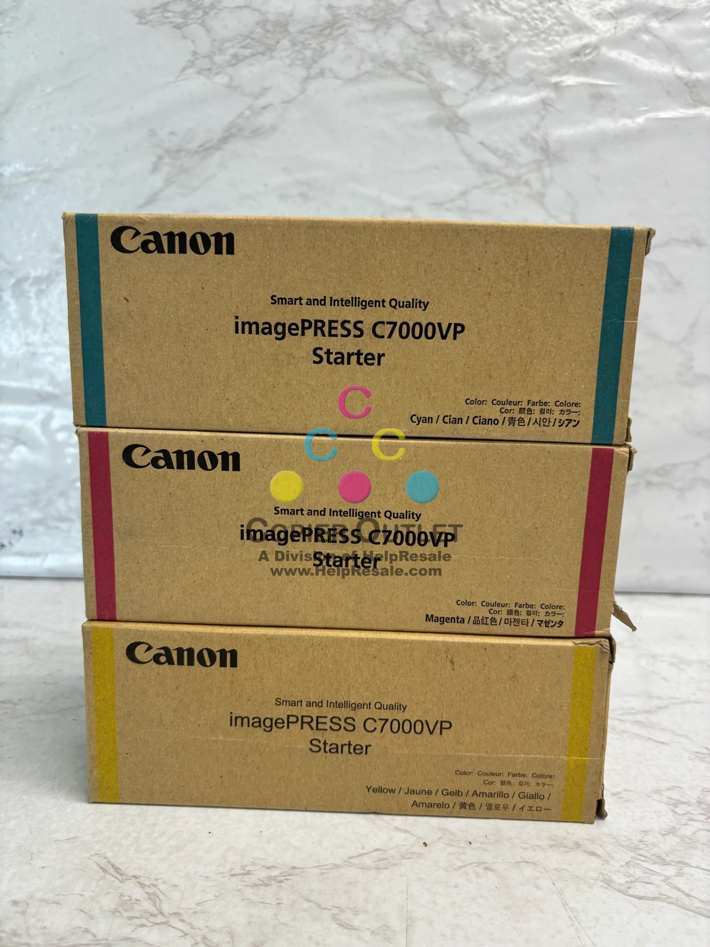 3 Genuine Canon IPC7000VP Cyan, Mag & Yel Starter 0441B001, 0442B001, 0443B001