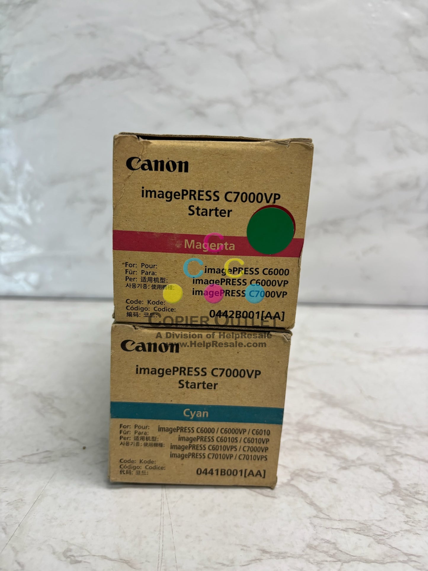 2 Genuine Canon IPC7000VP Cyan & Magenta Starters 0441B001(AA), 0442B001(AA)