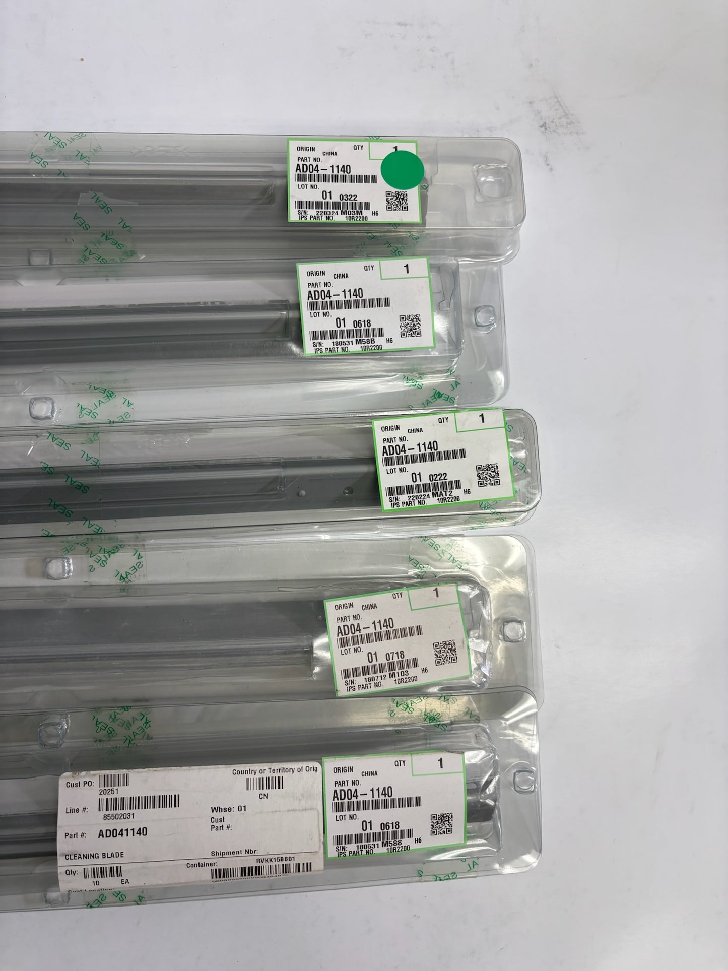 10 Genuine Ricoh Aficio 1060,1075,2051 Drum Cleaning Blade AD041140 (AD04-1140)
